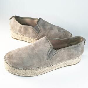 Sam Edelman Carrin Grey Taupe Suede Espadrille Platform Slip-on Flats Shoes 9